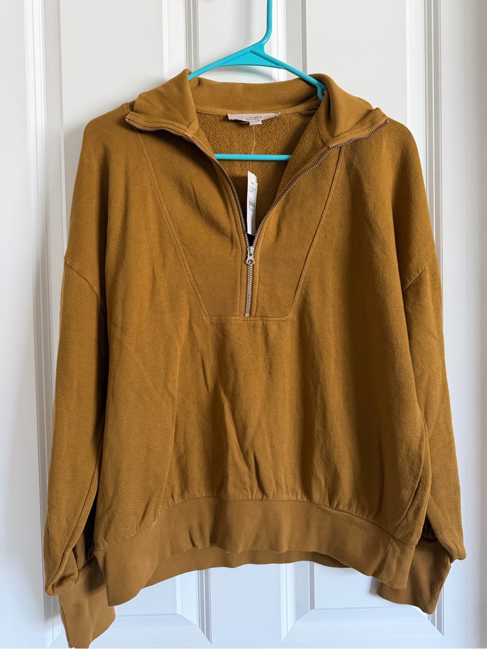 LOFT Half-Zip Sweater in Mustard